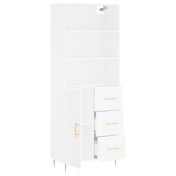 vidaXL Highboard hvit 69,5x34x180 cm konstruert tre