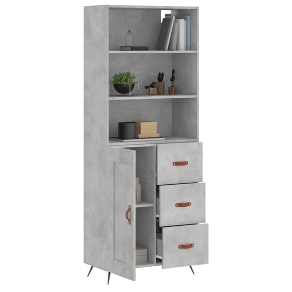 vidaXL Highboard betonggrå 69,5x34x180 cm konstruert tre
