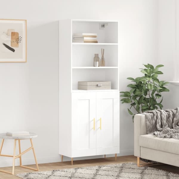 vidaXL højskab 69,5x34x180 cm konstrueret træ hvid