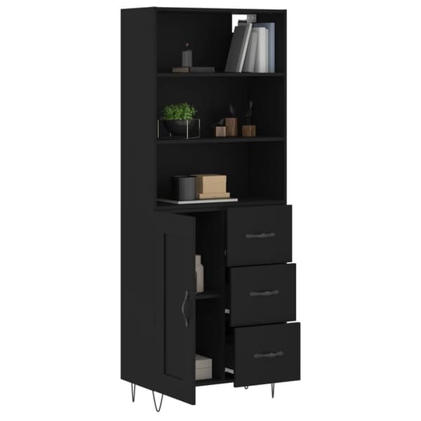 vidaXL Kaappi musta 69,5x34x180 cm tekninen puu