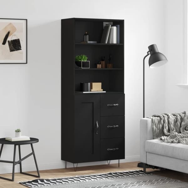 vidaXL Kaappi musta 69,5x34x180 cm tekninen puu