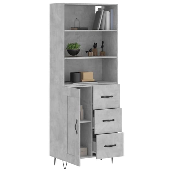 vidaXL højskab 69,5x34x180 cm konstrueret træ betongrå