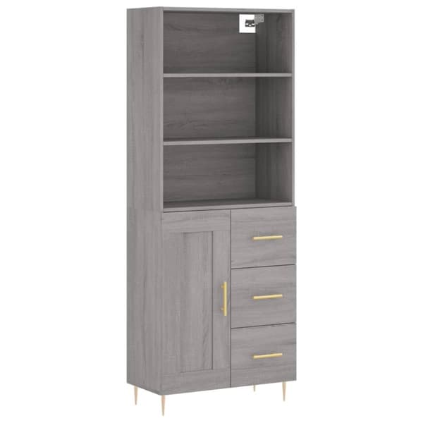 vidaXL højskab 69,5x34x180 cm konstrueret træ grå sonoma-eg