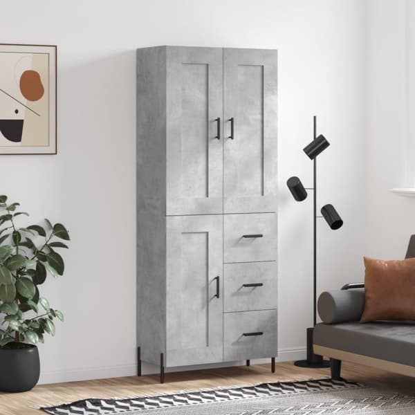 vidaXL højskab 69,5x34x180 cm konstrueret træ betongrå
