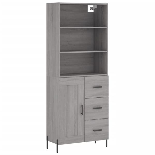 vidaXL Highboard grå sonoma 69,5x34x180 cm konstruert tre