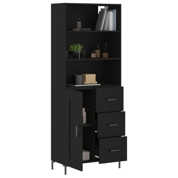 vidaXL højskab 69,5x34x180 cm konstrueret træ sort