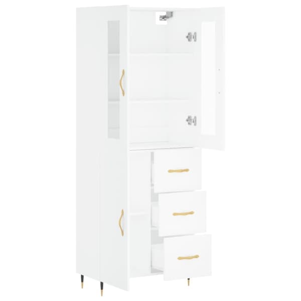 vidaXL Highboard hvit 69,5x34x180 cm konstruert tre