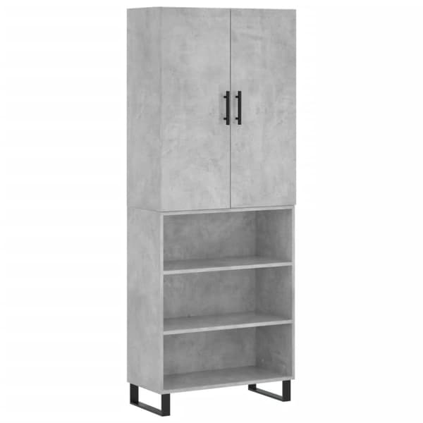 vidaXL Highboard betonggrå 69,5x34x180 cm konstruert tre