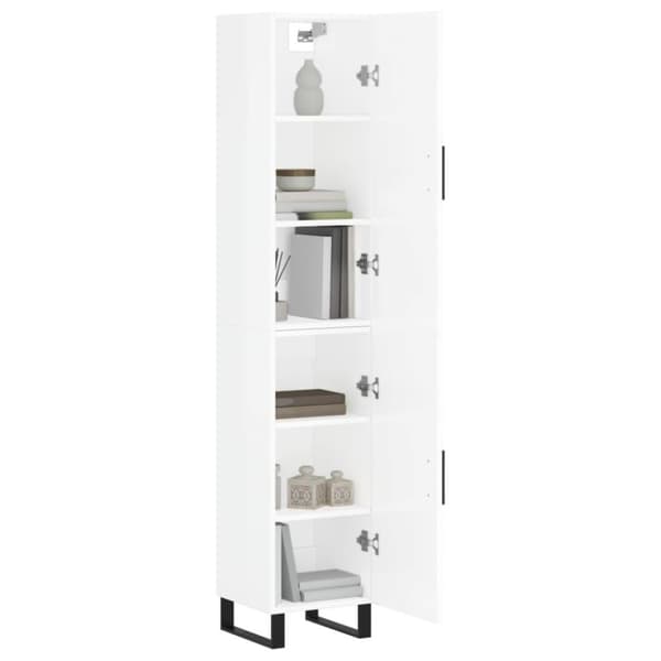 vidaXL Högskåp vit högglans 34,5x34x180 cm konstruerat trä