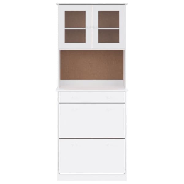 vidaXL højskab ALTA 77x35x188 cm massivt fyrretræ hvid
