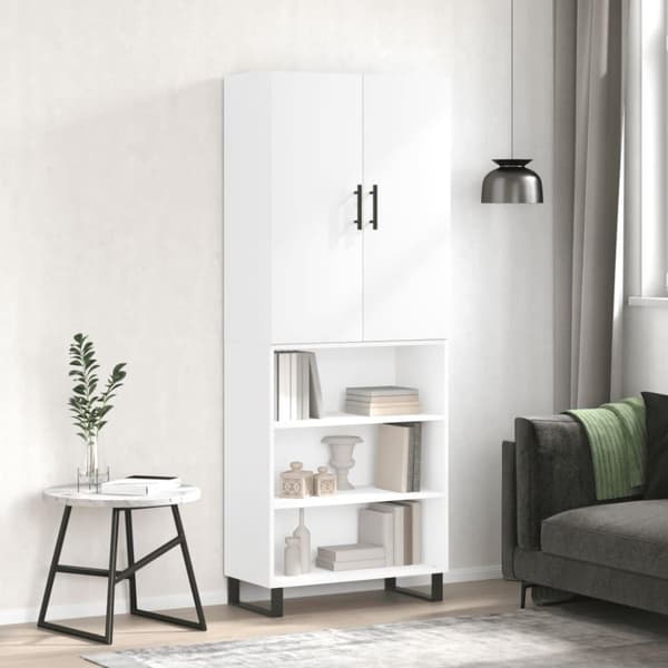 vidaXL højskab 69,5x34x180 cm konstrueret træ hvid