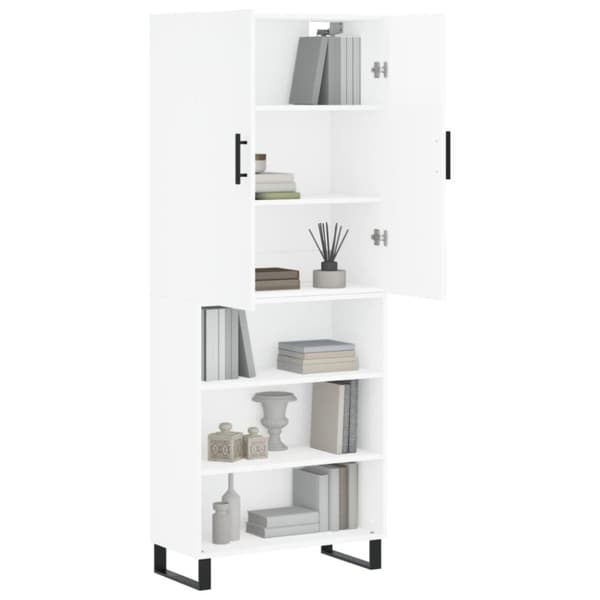 vidaXL højskab 69,5x34x180 cm konstrueret træ hvid