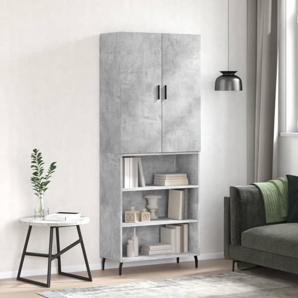 vidaXL Kaappi betoninharmaa 69,5x34x180 cm tekninen puu