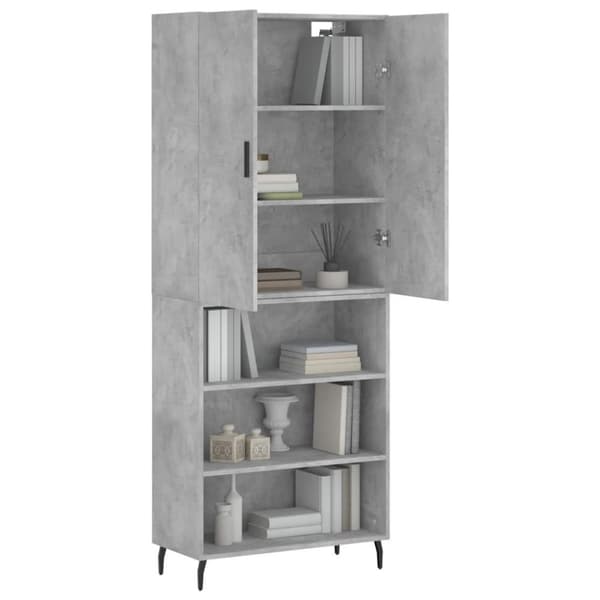 vidaXL Highboard betonggrå 69,5x34x180 cm konstruert tre