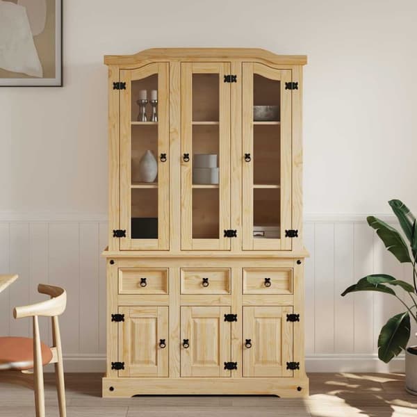 vidaXL Highboard Corona brun 112x43x196 cm heltre meksikansk furu