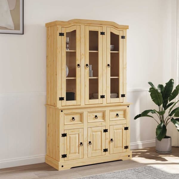 vidaXL Highboard Corona brun 112x43x196 cm heltre meksikansk furu