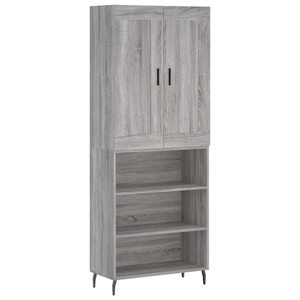 vidaXL højskab 69,5x34x180 cm konstrueret træ grå sonoma-eg