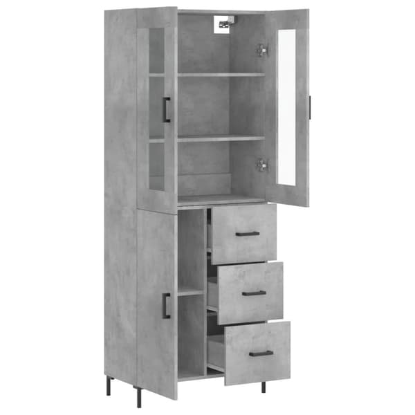 vidaXL Highboard betonggrå 69,5x34x180 cm konstruert tre