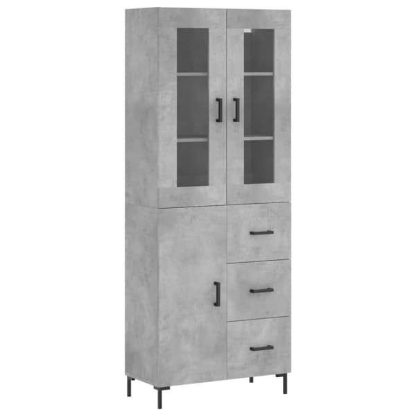 vidaXL Highboard betonggrå 69,5x34x180 cm konstruert tre