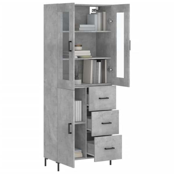 vidaXL Kaappi betoninharmaa 69,5x34x180 cm tekninen puu