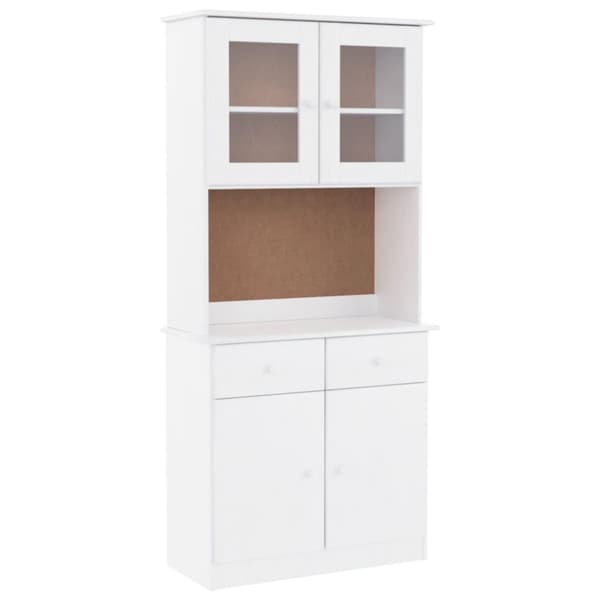 vidaXL højskab ALTA 77x35x165 cm massivt fyrretræ hvid