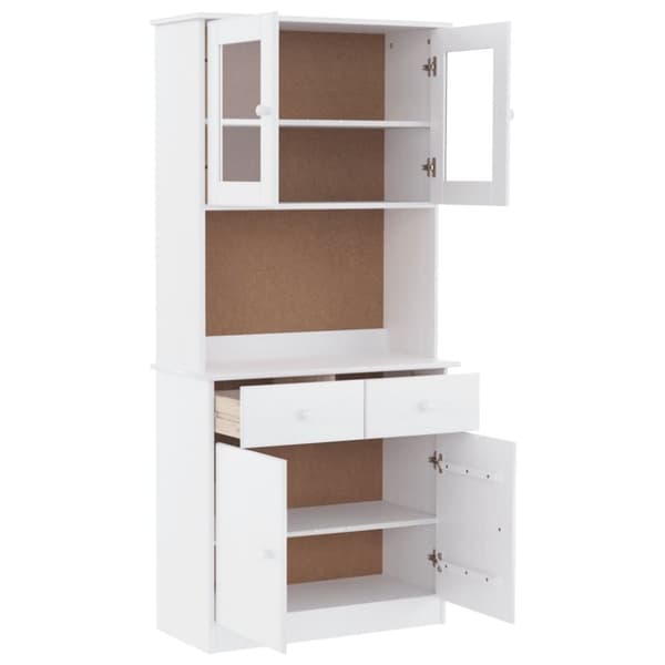 vidaXL højskab ALTA 77x35x165 cm massivt fyrretræ hvid