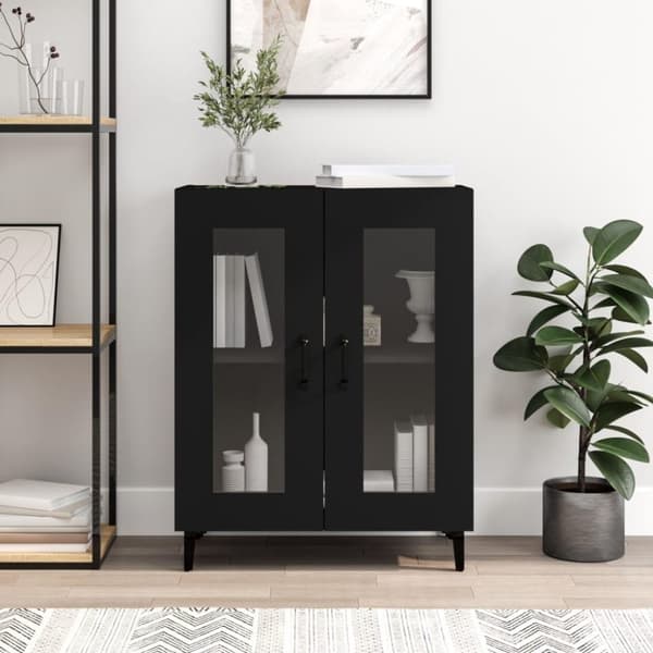 vidaXL skænk 69,5x34x90 cm konstrueret træ sort