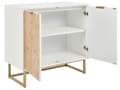 Miniatyrbillede 4 af 10: Skænk Lyst Træ Hvid 80 x 40 cm Kommode 2 dørs Design Lavt Skab til Værelse Entre Skandinavisk