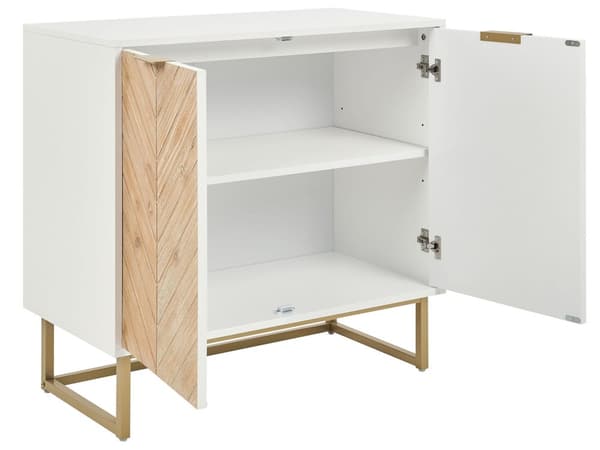 Skænk Lyst Træ Hvid 80 x 40 cm Kommode 2 dørs Design Lavt Skab til Værelse Entre Skandinavisk