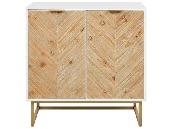 Skænk Lyst Træ Hvid 80 x 40 cm Kommode 2 dørs Design Lavt Skab til Værelse Entre Skandinavisk
