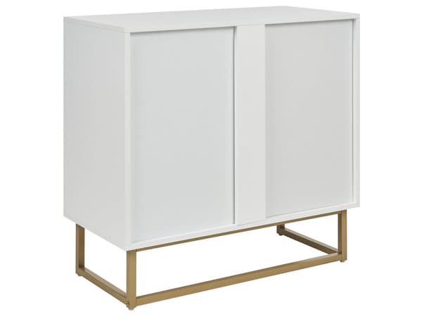 Skænk Lyst Træ Hvid 80 x 40 cm Kommode 2 dørs Design Lavt Skab til Værelse Entre Skandinavisk