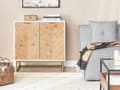 Miniatyrbillede 2 af 10: Skænk Lyst Træ Hvid 80 x 40 cm Kommode 2 dørs Design Lavt Skab til Værelse Entre Skandinavisk