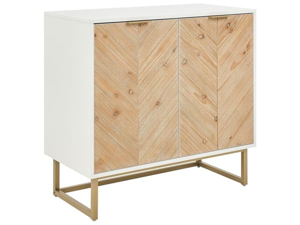 Skænk Lyst Træ Hvid 80 x 40 cm Kommode 2 dørs Design Lavt Skab til Værelse Entre Skandinavisk