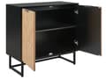 Miniatyrbillede 4 af 9: Skænk Lyst Træ Sort 80 x 40 cm Kommode 2 dørs Design Lavt Skab til Værelse Entre Skandinavisk