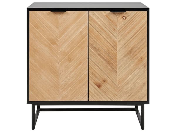Skænk Lyst Træ Sort 80 x 40 cm Kommode 2 dørs Design Lavt Skab til Værelse Entre Skandinavisk