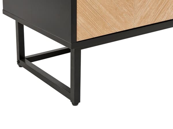 Skænk Lyst Træ Sort 80 x 40 cm Kommode 2 dørs Design Lavt Skab til Værelse Entre Skandinavisk