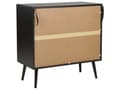 Miniatyrbillede 7 af 10: Kommode sort MDF rattanfronter 3 skuffer ternet skab kommode sorte træben Boho-stil til stuen