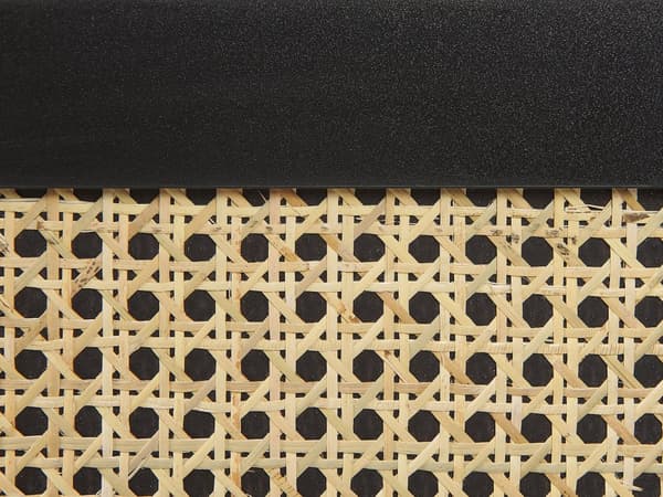Kommode sort MDF rattanfronter 3 skuffer ternet skab kommode sorte træben Boho-stil til stuen