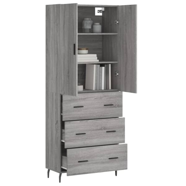vidaXL Highboard grå sonoma 69,5x34x180 cm konstruert tre