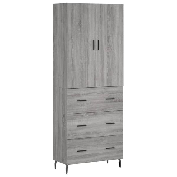vidaXL Highboard grå sonoma 69,5x34x180 cm konstruert tre