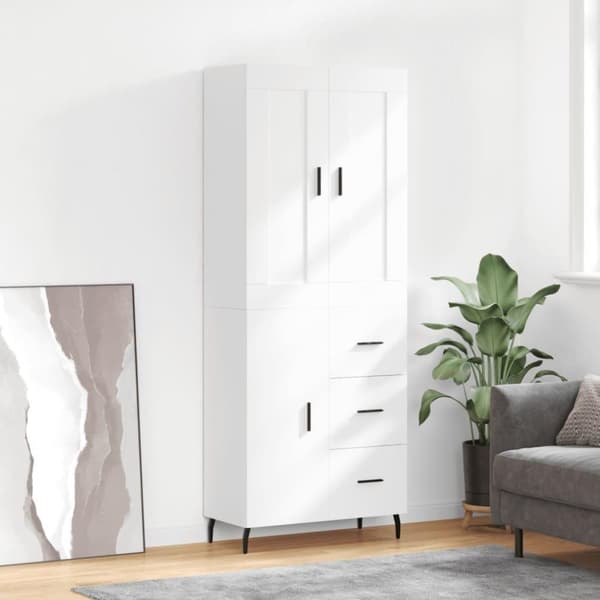 vidaXL højskab 69,5x34x180 cm konstrueret træ hvid