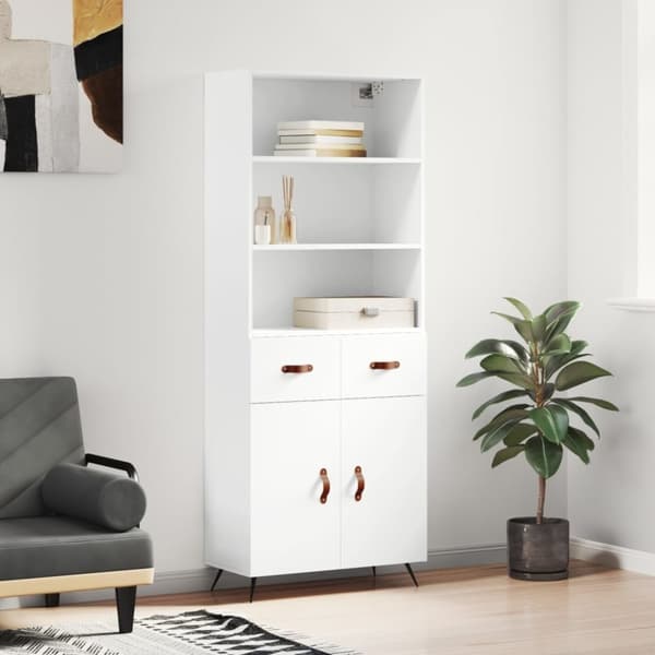 vidaXL højskab 69,5x34x180 cm konstrueret træ hvid