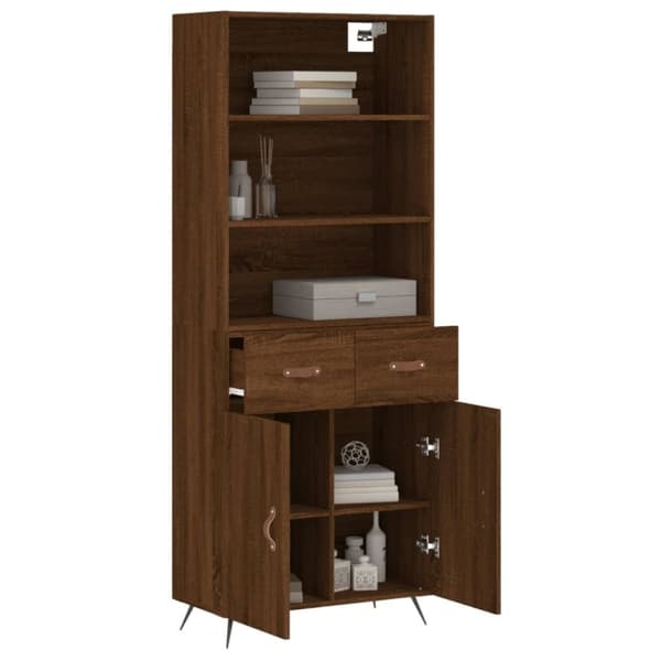 vidaXL højskab 69,5x34x180 cm konstrueret træ brun egetræsfarve