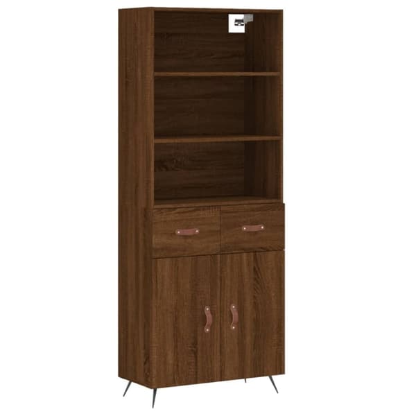 vidaXL højskab 69,5x34x180 cm konstrueret træ brun egetræsfarve