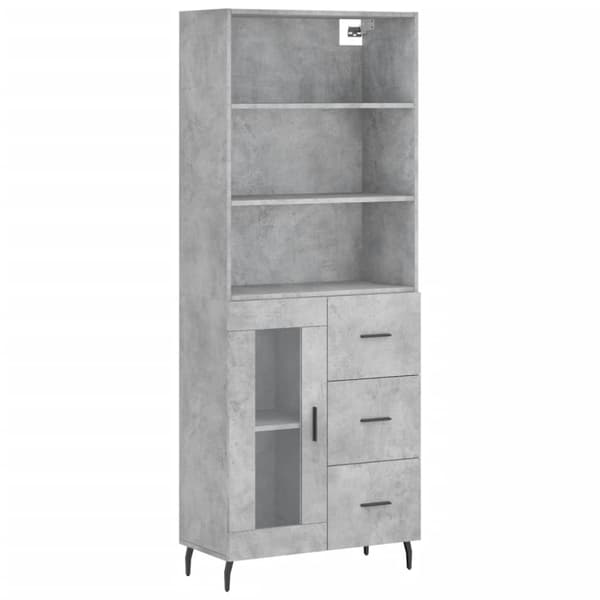 vidaXL Highboard betonggrå 69,5x34x180 cm konstruert tre
