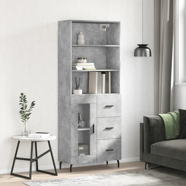 vidaXL højskab 69,5x34x180 cm konstrueret træ betongrå