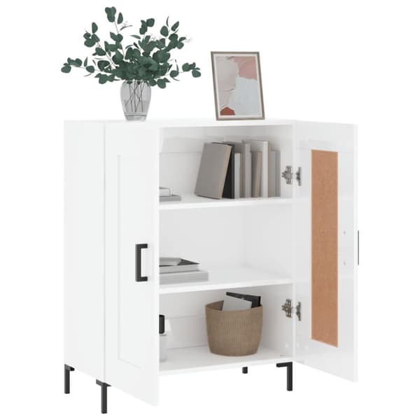 vidaXL skænk 69,5x34x90 cm konstrueret træ hvid højglans