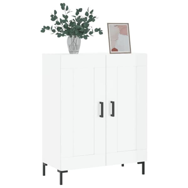 vidaXL skænk 69,5x34x90 cm konstrueret træ hvid højglans