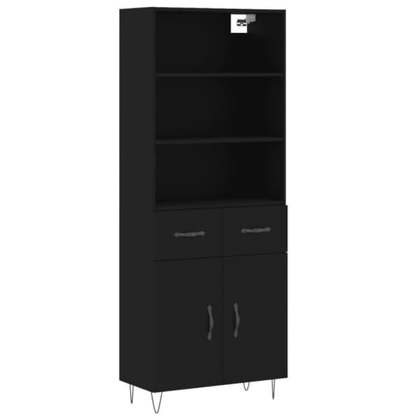 vidaXL højskab 69,5x34x180 cm konstrueret træ sort