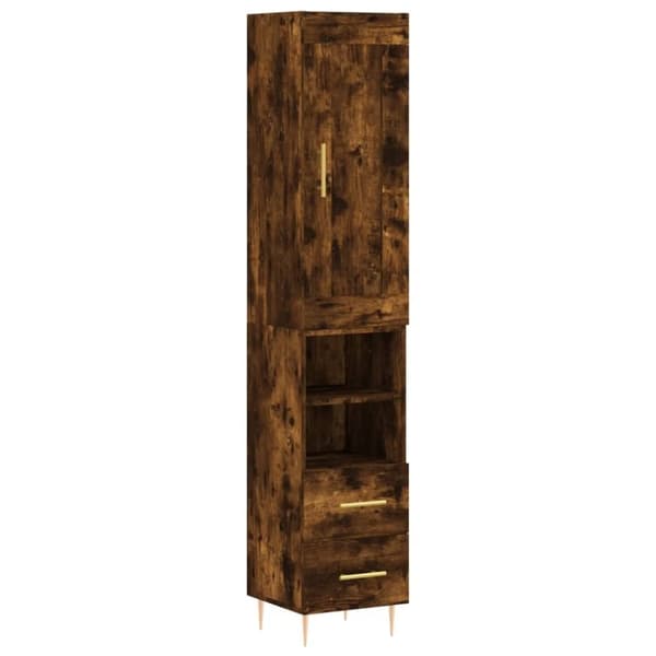 vidaXL Highboard røkt eik 34,5x34x180 cm konstruert tre